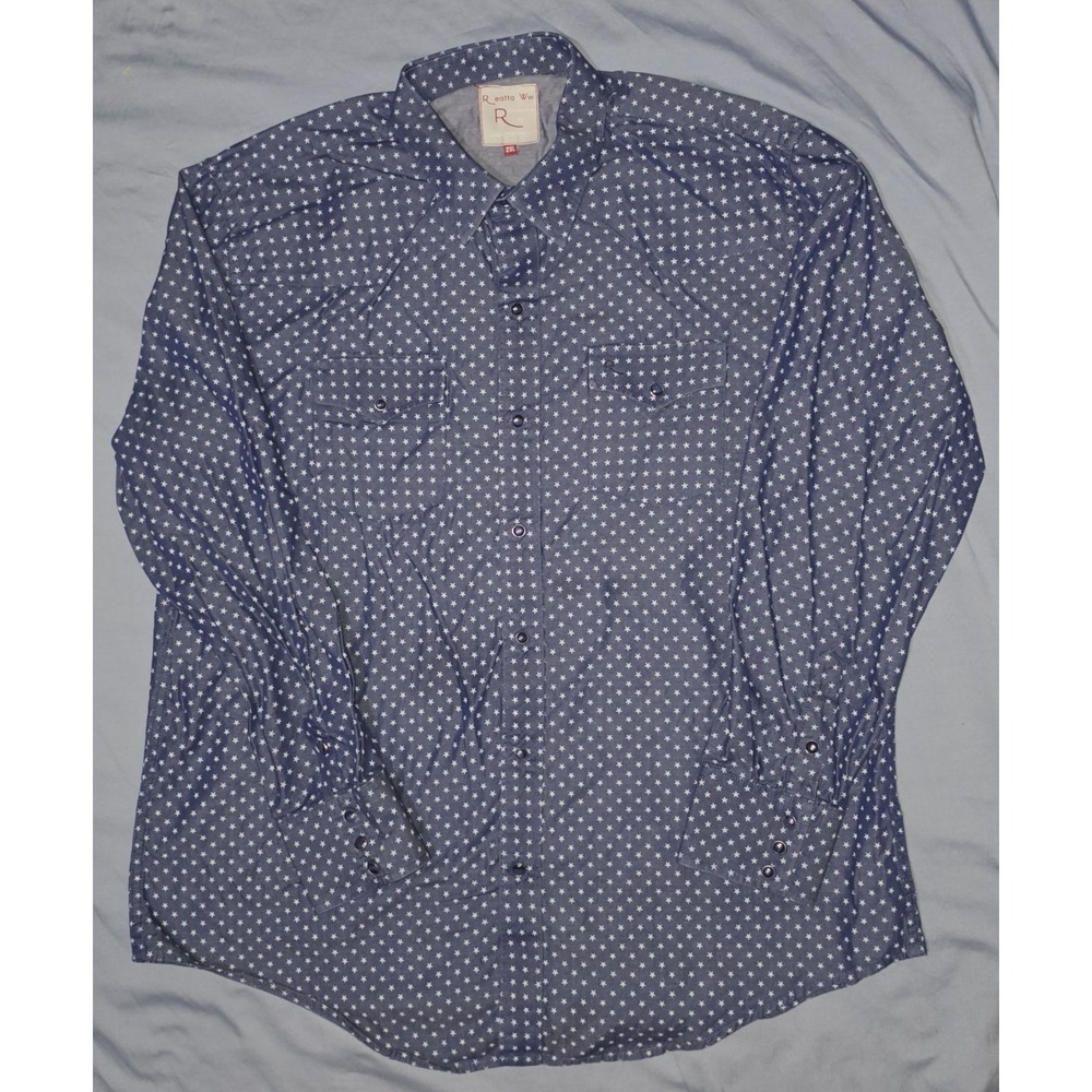 Reatta Western Wear Twilight Star Pearl Snap Shirt Men 2XL Cowboy